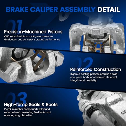 Image of Rear Brake Caliper Assembly Replaces for 19-B2678 19-B2679, Compatible with Acura EL 2001-2005 1.7L, for RSX 2002-2006 2.0L, Compatible with Honda Civic 2002-2005 1.7L 2.0L L4, GAS