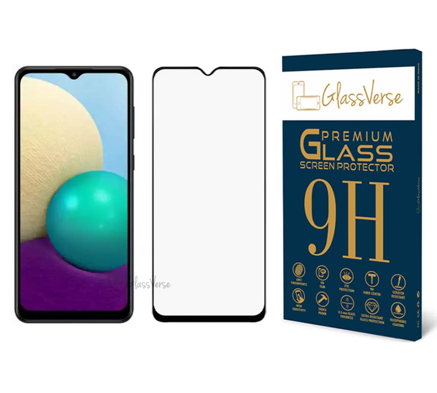GlassVerse Anti-Shatter Tempered Glass For Samsung Galaxy A02 (Pack of 1) with Free Installation Kit Full screen Coverage Free Replacement If Received Damaged - 6.5 inch
