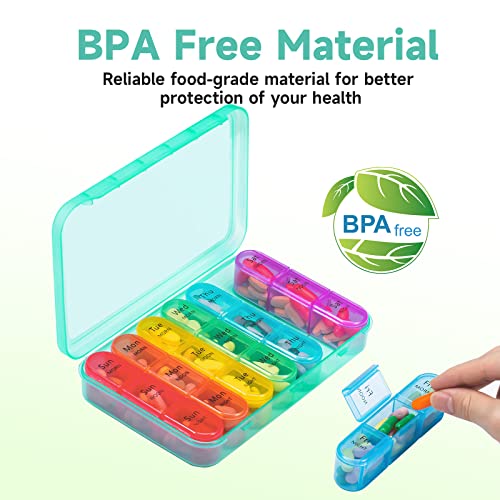 Image of Pill Organizer 3 Times a Day, Weekly Pill Organizer 3x a Day, Pill Box 7 Day, Daily Pill Box Organizer, Travel Container Pill Cases Organizers 7 Day, Medicine Organizer to Hold Vitamins and Medication
