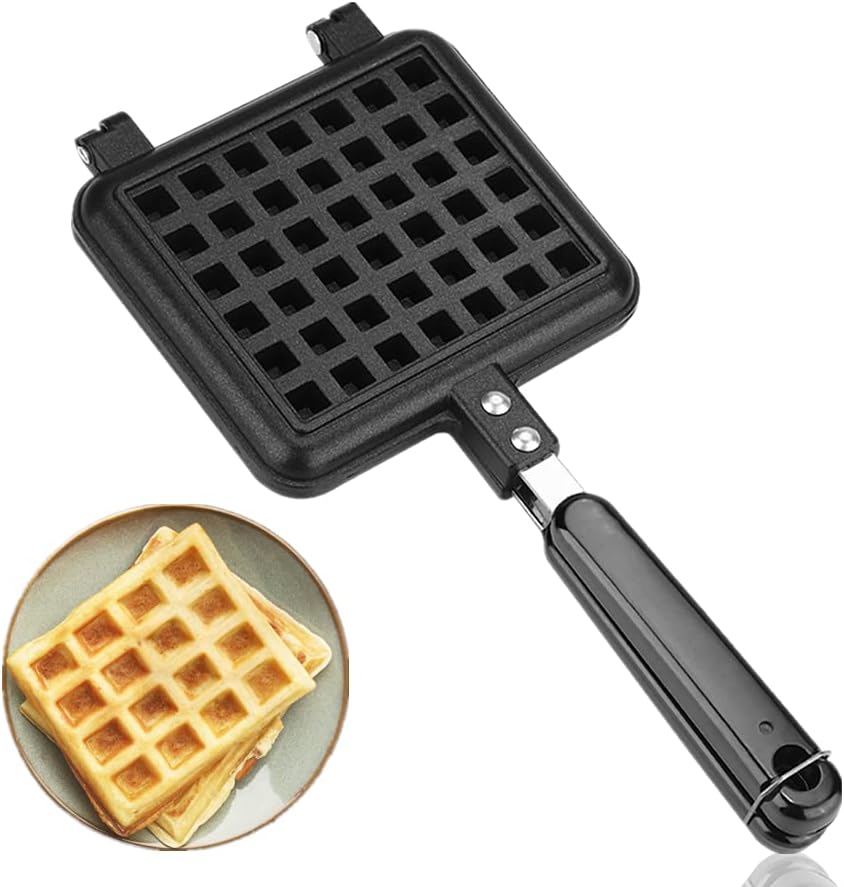Waffle Maker Pan, Household Kitchen Gas Non-Stick Waffle Maker Iron Press Plate Cooking Baking Tool