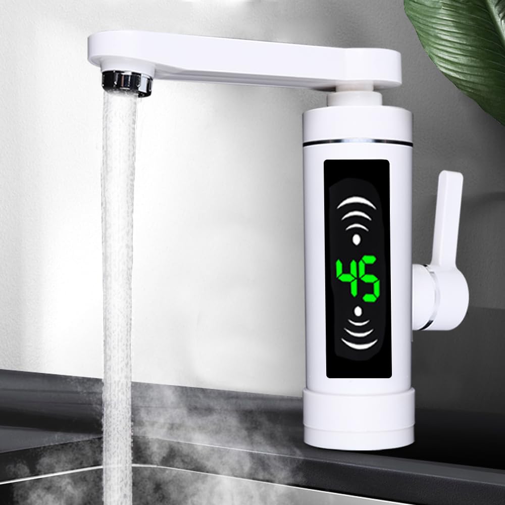 Rubinetto per riscaldamento elettrico, 3000 W, istantaneamente caldo, per cucina, bagno (bianco)