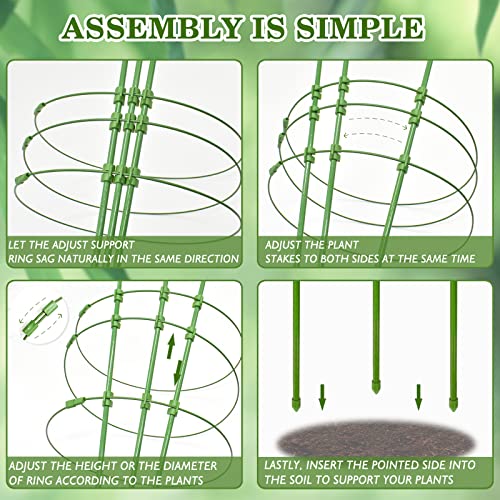 Halatool 4 Packs Tomato Cage Plant Support Cages for Garden 18 inches Adjustable Tomato Cage Cucumber Trellis Plant Support Stakes with 10 Pcs Plant Clips for Climbing Plants, Potted Plants