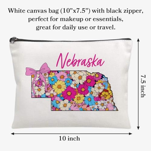 Floral Coquette State Nebraska Makeup Bag - Retro Floral State Travel Zippered Makeup Bag Gift For Women - Friends - Nebraska Lovers On Birthday - Mothers Day - Holiday image 5