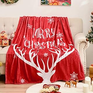 Exclusivo Mezcla Christmas Blanket, Red Flannel Fleece Blanket, Super Soft and Warm Snowflake Patterns Holiday Throw Blanket for Couch, Bed and Sofa, Suitable for All Seasons 50x60 inches