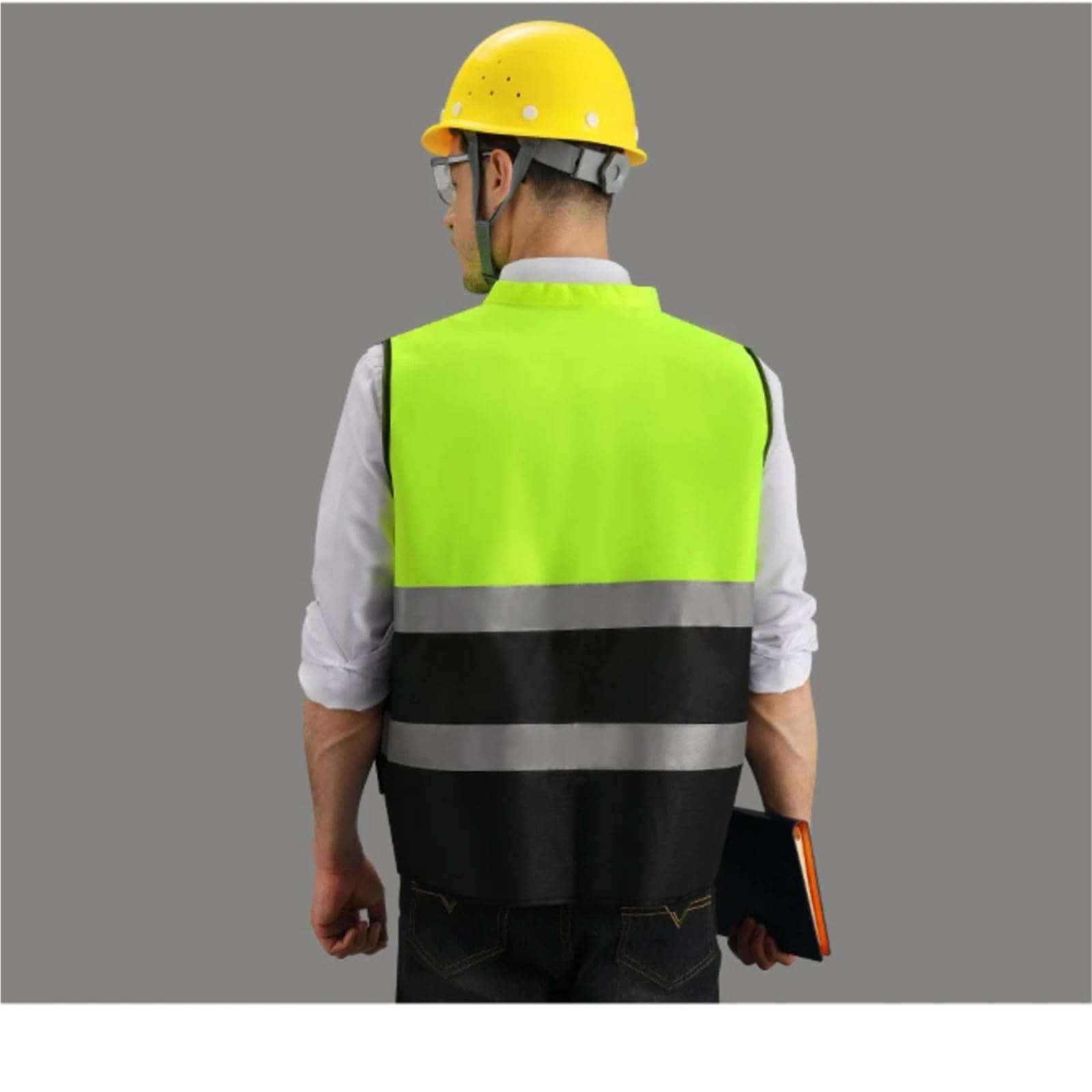 Chaleco Reflectante de Alta Visibilidad, Ropa Trabajo, Motociclismo, Deportes al Aire Libre, Seguridad, Chaqueta para la construcción, Trabajos al Aire Libre(L)