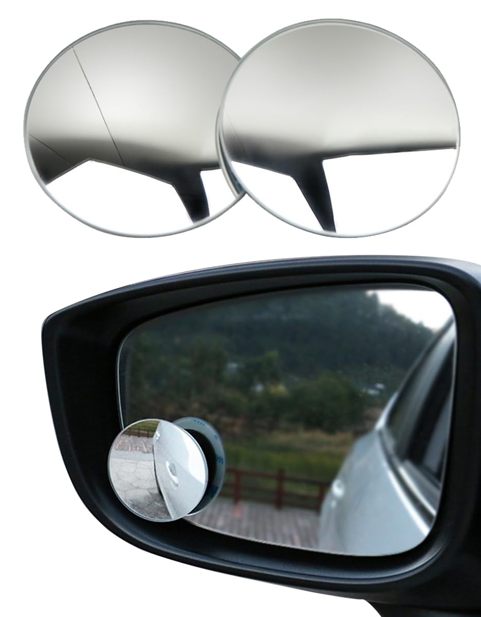 ECVV 2 Pcs Blind Spot Rear View Mirror Automotive Blind Side Mirror For Safe Driving Frameless HD Glass Convex Rear View Mirror For Universal Vehicles