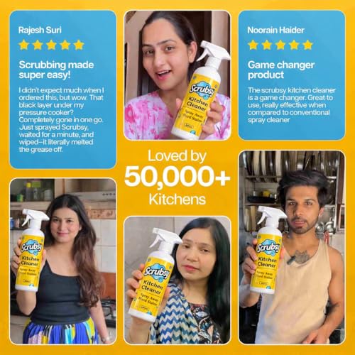 Image of Kitchen Cleaning Spray - Kitchen Surface and Chimney Cleaner - Gas Stove Cleaner Liquid Spray - All Purpose Grease, Slab Tough Degreaser Foam Spray, Streak-Free Shine, 800ml, Pack of 2