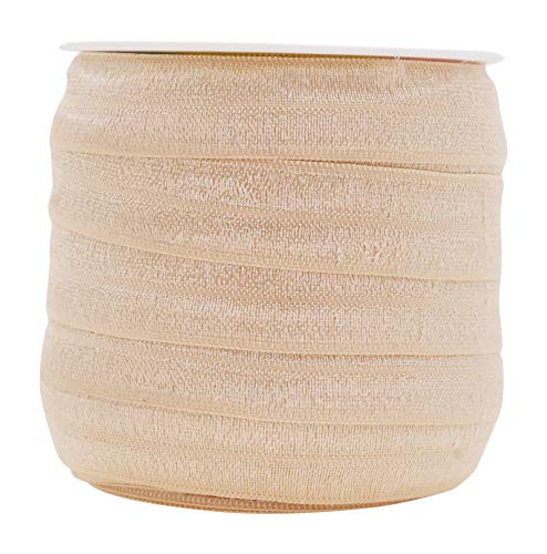 Mandala Crafts Fold Over Elastic Band 5/8 Inch Foldover FOE Stretch Ribbon for Hair Tie Headband Baby Girl Hair Bow Cream 1.5CM 5/8 Inch 20 Yards Roll