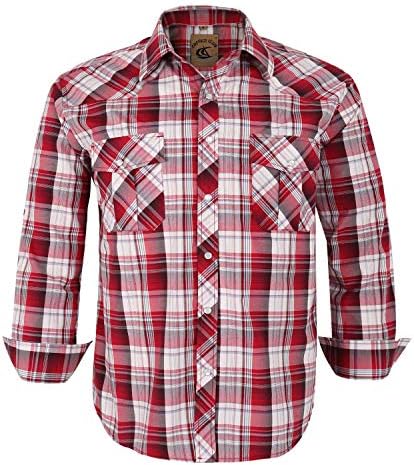 COEVALS CLUB Men's Western Cowboy Long Sleeve Pearl Snap Casual Work Shirts
