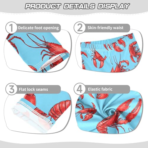 Red Lobster Girls' Leggings Toddler Doodles Blue Kids Yoga Pants Dance Active Tights 4T3