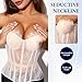 WS Waist Secrets Perfect Corset NYC OVERBUST Mesh Corset Top Lace up Shapewear with 15 Steel Boned (White Lace, M)