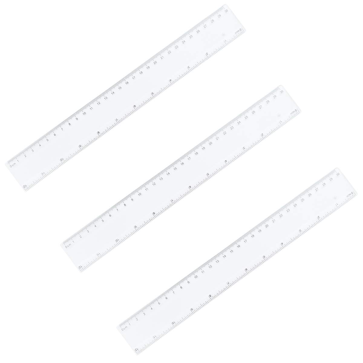 3 Pack 12 Inches(30cm) Straight Plastic Rulers Drawing Measuring Tool, Frosted