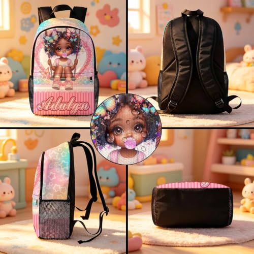 Image of Custom Backpack Set Girls Kids Personalized Backpacks Back to School | Kid Customized Toddler Backpack with Lunch Bag Girl Book Bag Little Girl Kindergarten Prek Preschool Daypack Birthday Gifts
