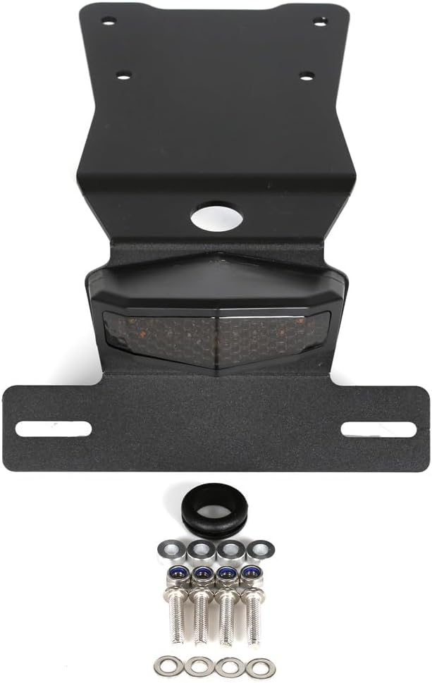 KLR650 Fender Eliminator Kit - Tail Tidy Compatible with 2022 2023 2024 KLR650 - License Plate Bracket with Rear Tail Brake Light (Smoke)
