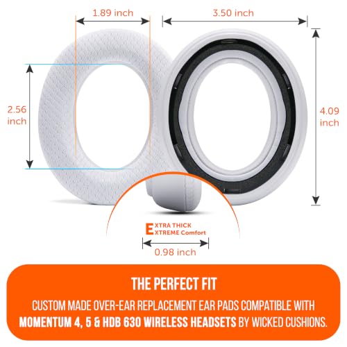 Image of WC Freeze Momentum 4 & 5 - Cooling Gel Earpads for Sennheiser Momentum 4 & 5 Wireless Headphones by Wicked Cushions - Boost Comfort, Thickness, & Sound Isolation for Epic Listening | White