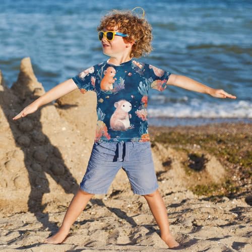 Kids Swimsuit Capybara Cute Sea Sunscreen T-Shirts Swimwear Sets UPF 50+4