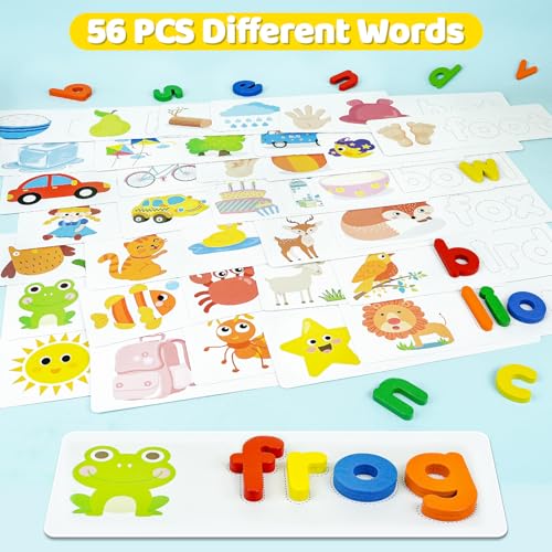 BEESTECH Alphabet ABC Learning Educational Toys for 2 3 4 5 Years Old Boys Girls, Wooden Puzzle Flash Cards Preschool Activity Letter Matching Games for Kids Toddlers - Image 3
