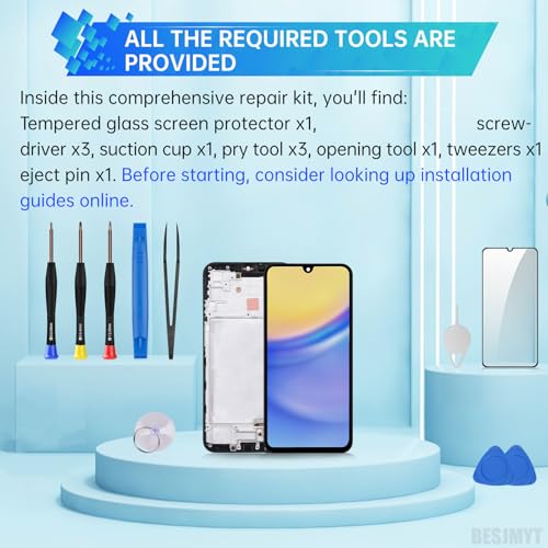 Écran AMOLED pour Samsung Galaxy A15 avec châssis et kit de réparation SM-A155F - 5