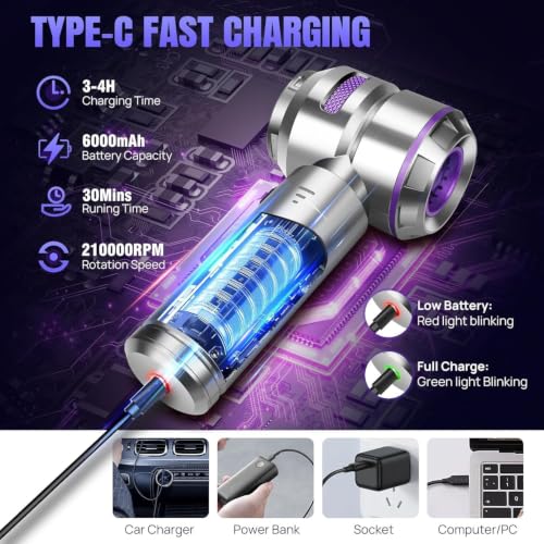 Image of Vacuum Cleaner for Home Use | Car Use | 4 in 1 Cordless Vacuum Cleaner & Blower | Rechargeable 4000mAh | 3 Speed Suction Upto 15000PA | BLDC Motor | Clean Sofa, Curtains, More | 1 Year Warranty