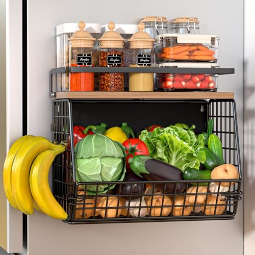 Clothink Magnetic Shelf for Fridge,Onion and Potato Spice Snacks Fruit