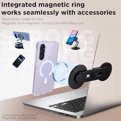 Image of RIGGEAR Shockproof Clear Hybrid Armor Magnetic Back Cover Case Compatible with MagSafe Accessories for Samsung Galaxy A37 5G (Transparent PC and TPU Bumper)