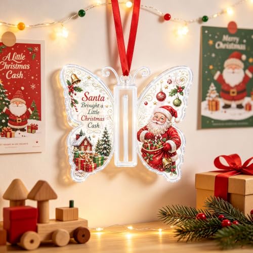 Christmas Cash Gift Ornament - Butterfly Money Holder with Acrylic，C - image 1