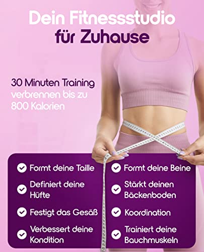 Foto von myhula Smart Hula Hoop Reifen für Erwachsene mit Gewichtsball&Noppen, Hula Hoop Reifen mit 24 verstellbare Glieder zum Abnehmen, Fitness&Gewichtsverlust, Anti-Rutsch-Pads angenehme Lautstärke (Lila)