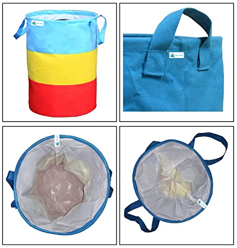 Image of 45L Foldable Laundry Basket for Clothes Storage with Handles, Non-Woven Laundry Hamper for Bedroom Bathroom & Kids Room, Multicolor
