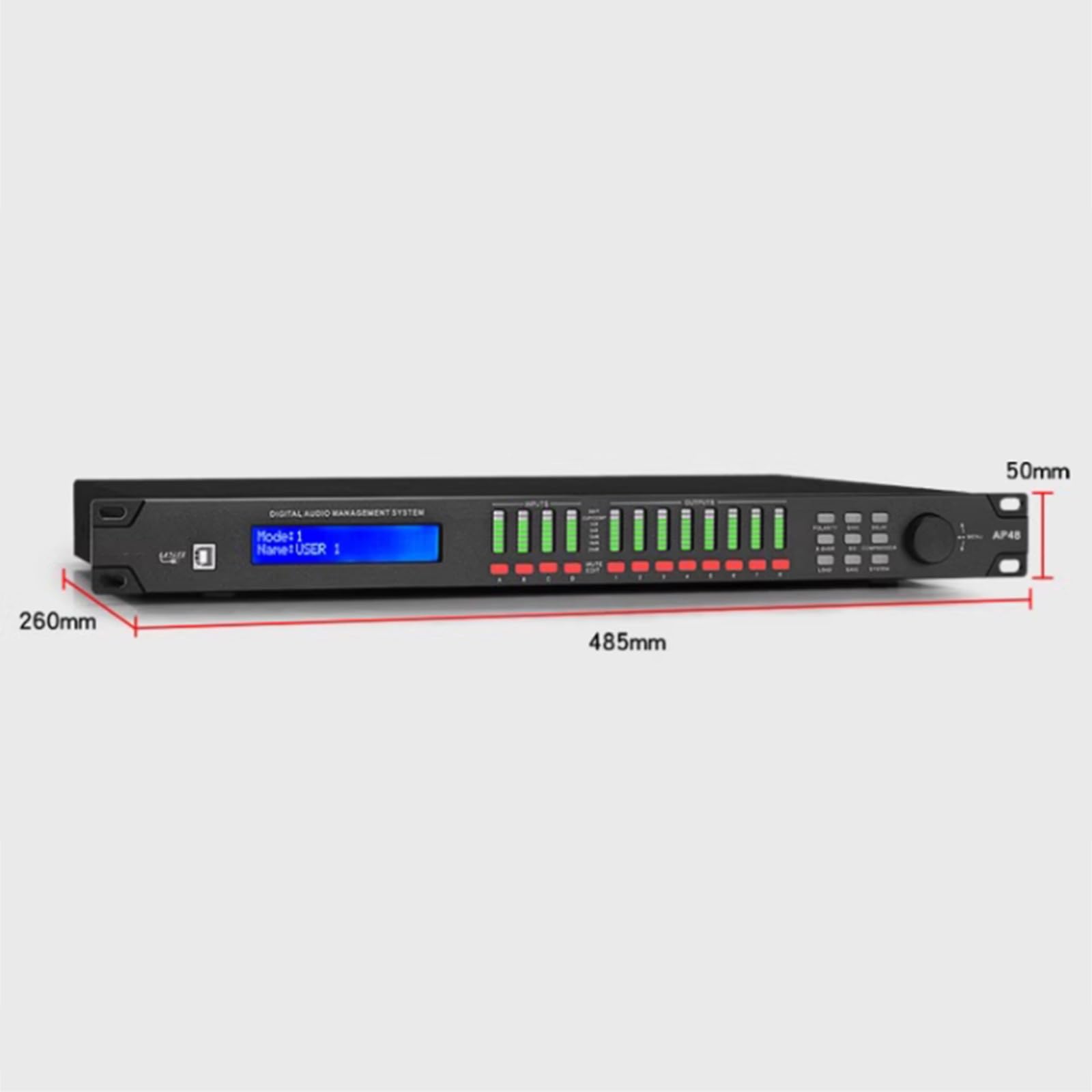 Processore Audio Digitale Professionale, Crossover per Altoparlanti, Matrice all-in-One con Equalizzatore, Mixer, Processore di Effetti E Delayer, Impostabile Tramite Interfaccia PC