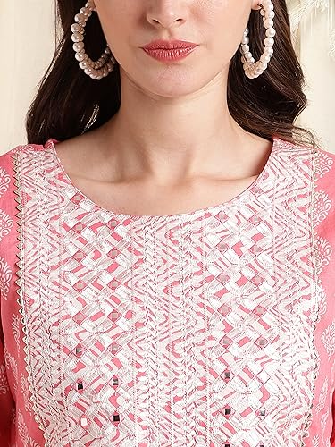 Image of MIRCHI FASHION Women's Straight Fit Pure Cotton Printed Kurta Set with Dupatta and Trouser