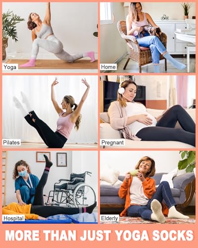 Image of Aoliks White Pilates Grip Socks for Women, Ruffle Yoga Crew Socks for Barre Hospital Sticky Slipper Socks