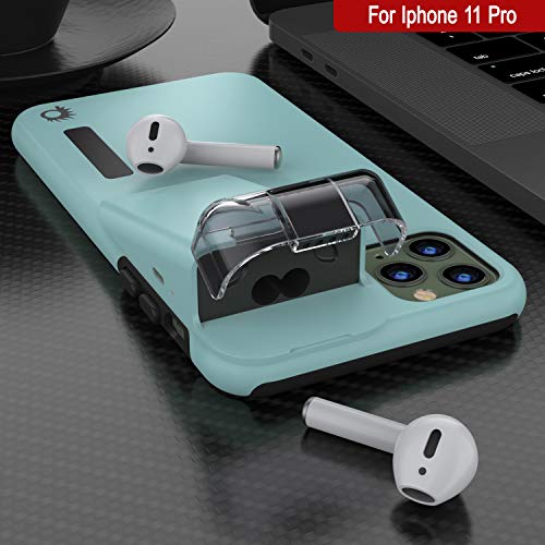 Punkcase Iphone 11 Pro Airpod Charging Case Holder | Slim & Durable 2 In 1 Cover Designed For Iphone 11 Pro (5.8") | Protects Your Phone + Stores & Charges Your Airpods Gen. 1 & 2 [Teal] #TOP3