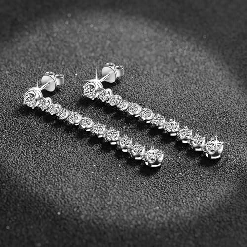 Long Moissanite Dangle Earrings - 925 Sterling Silver Post Linear Drop Created Diamond for Women Gift2