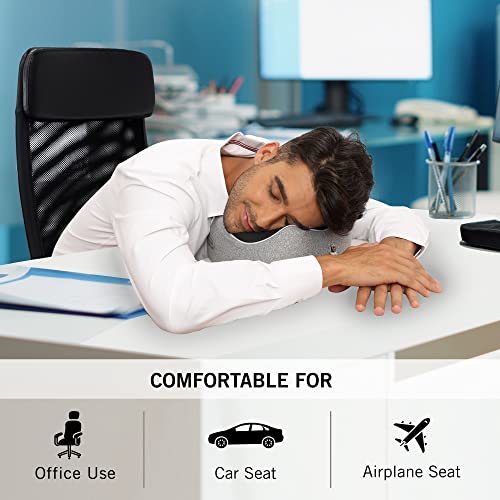Image of Kenneth Cole New York Travel Neck Pillow with Memory Foam Support for Sleep, Headrest in Flight, Car, Home, Office, or While Gaming, Grey