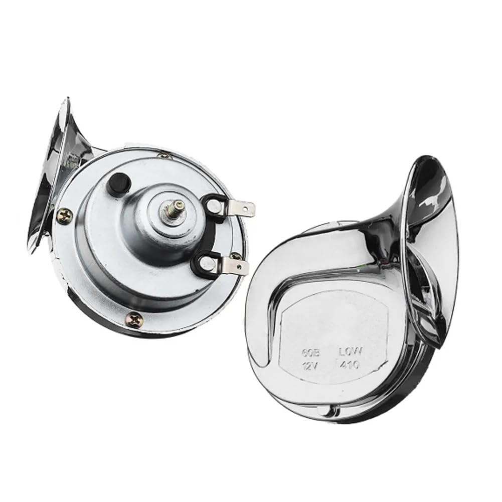 Bocina Coche 2 uds 12V coche bocina tipo Caracol señal fuerte camiones barcos marinos motocicletas altavoz automotriz Kit impermeable(Silver)