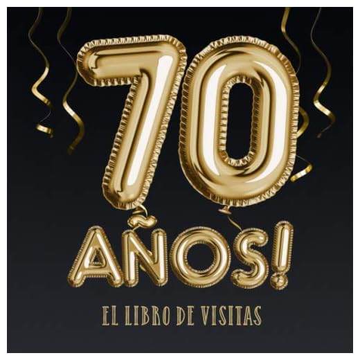 70 años - El libro de visitas: Decoración para el 70 cumpleaños – Regalos para hombre y mujer - 70 años - Edición Globos Oro Negro - Libro de firmas para felicitaciones y fotos de los invitados