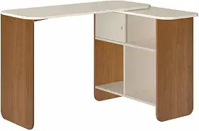 Escrivaninha em L, reta ou fechada Tampo com rotação 4 nichos NOMAD Cor Cinamomo/Off White - Artely