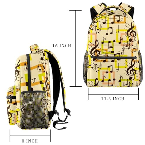 Sac à dos d'école notes de musique multicolore pour ado 40cm