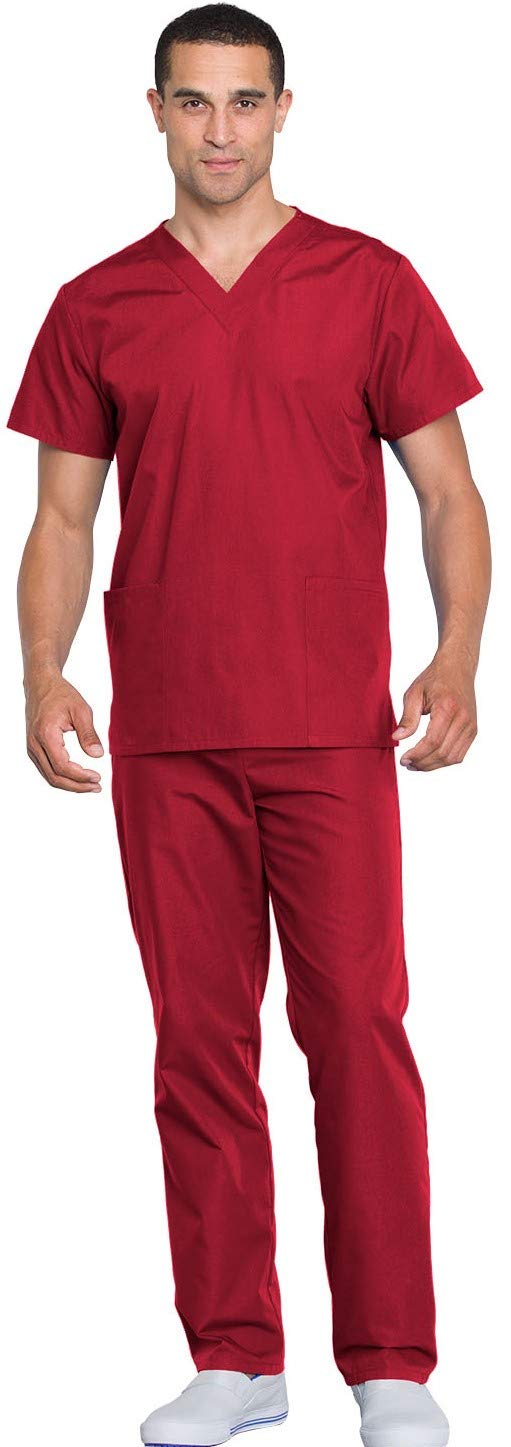 Women's Unisex Top and Scrub Pant Set Medical, Red, XXXL