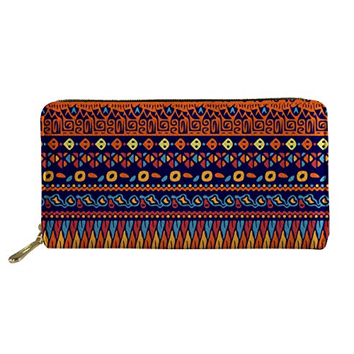 Grand portefeuille en cuir zippé pour femme grand format style bohème