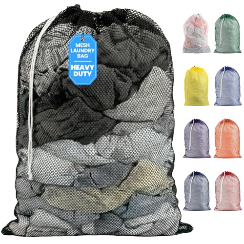 Handy Laundry Mesh XL Laundry Bag - Durable, Machine Washable with Secure Drawstring Closure - Perfect for College Dorms, Laundromats, Apartments (Black, Large 24' x 36')