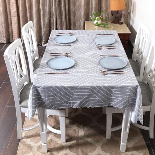 Image of Styleys Dining Table Cover Waterproof with for Kitchen Dining Table Cloth Dust and Oil Repellent (140x220, 1 Table Cover Only, Complex Grey, CTSD3113)