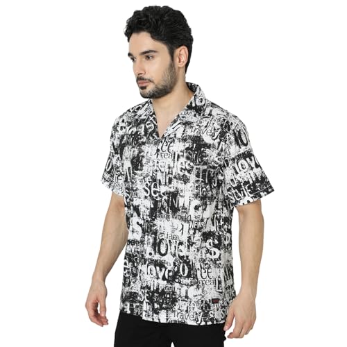 Image of Spykar Men's Relaxed Fit N /A Half Sleeve Printed Casual Shirts