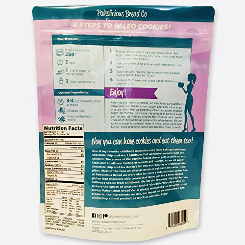 Paleolicious Grain Free Gluten Free Cookie Mix | Lower In Sugar | Vegan Option | Makes 24-30 Cookies | No Preservatives, No Grains, Corn, Dairy, Or Soy | Made With Organic Ingredients | Easy To Make | Kids Love Them (16 Oz) #TOP1