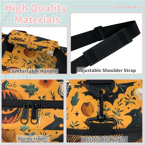Halloween Crow Pattern Travel Duffel Bag for Women & Men, 39L Large Collapsible Weekender Bag with Shoulder Strap, Waterproof Carry On Luggage for Gym, Sports, Overnight3
