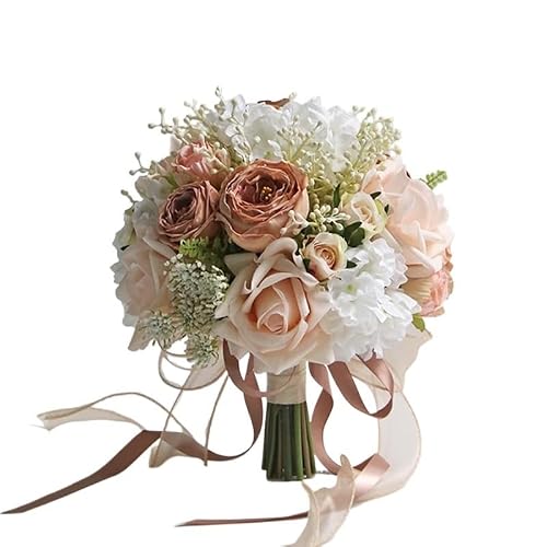 Giveduno Artificial Gradient Pink Peony Bridal Bouquet