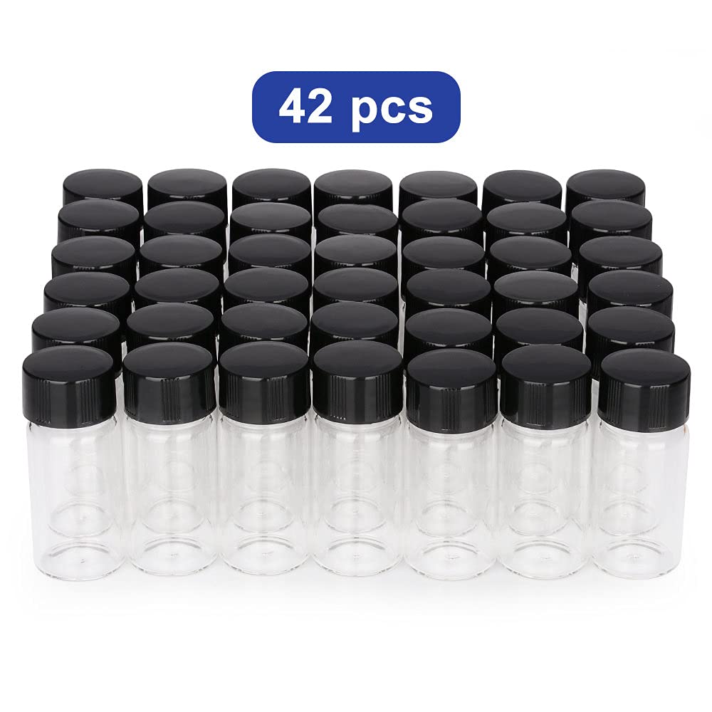 Labasics Flacons Échantillons en Verre Transparent avec Bouchon à Vis, Flacon pour Prélèvement Liquide Flacon Réactif avec Fermeture à Vis, 10 ml, Lot de 42