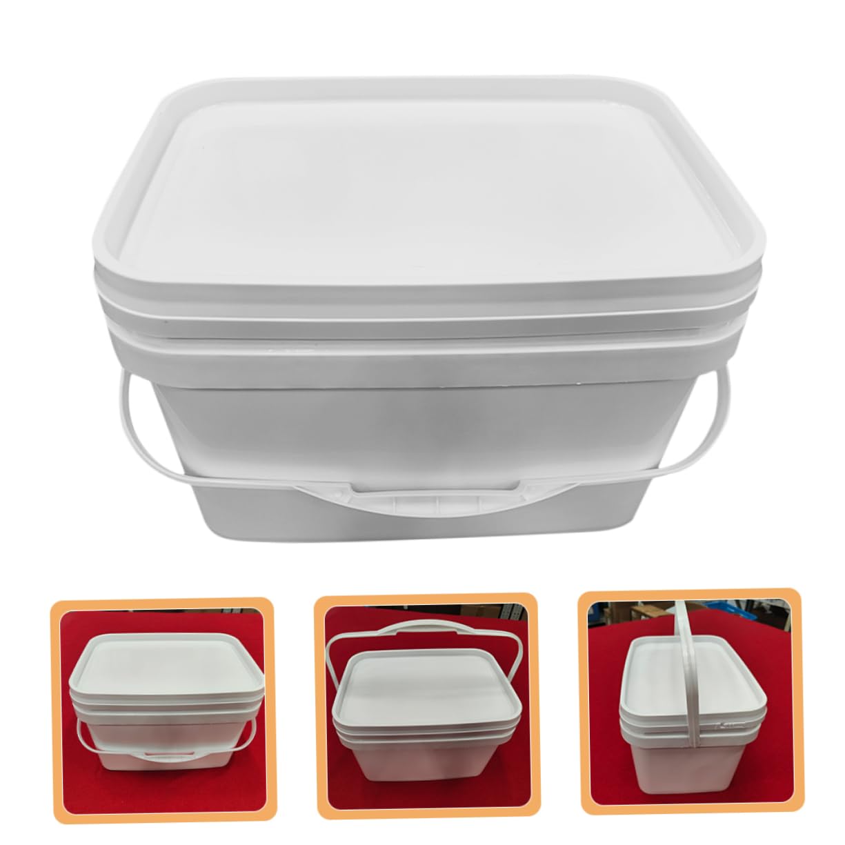 HOMSFOU Secchio Di Vernice Quadrato Con Coperchio, Contenitore in Plastica Pp Da 10 Litri Con Manico Ergonomico Per Stoccaggio e Trasporto Sicuro Di Liquidi, Per Uso Professionale e Fai Da Te