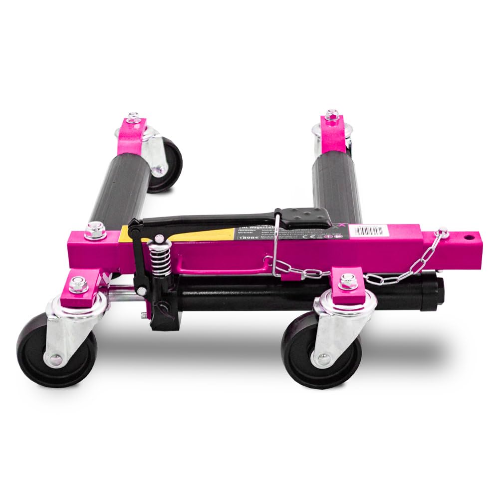 BITUXX 4 Stück PKW Rangierhilfe Rangierheber hydraulisch Wagenheber Auto Rangierroller Rangierheber belastbar bis 680 kg pro Rangierroller (Magenta)