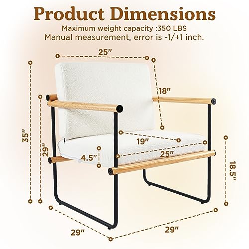 Sillón moderno tela bouclé natural miniatura 2